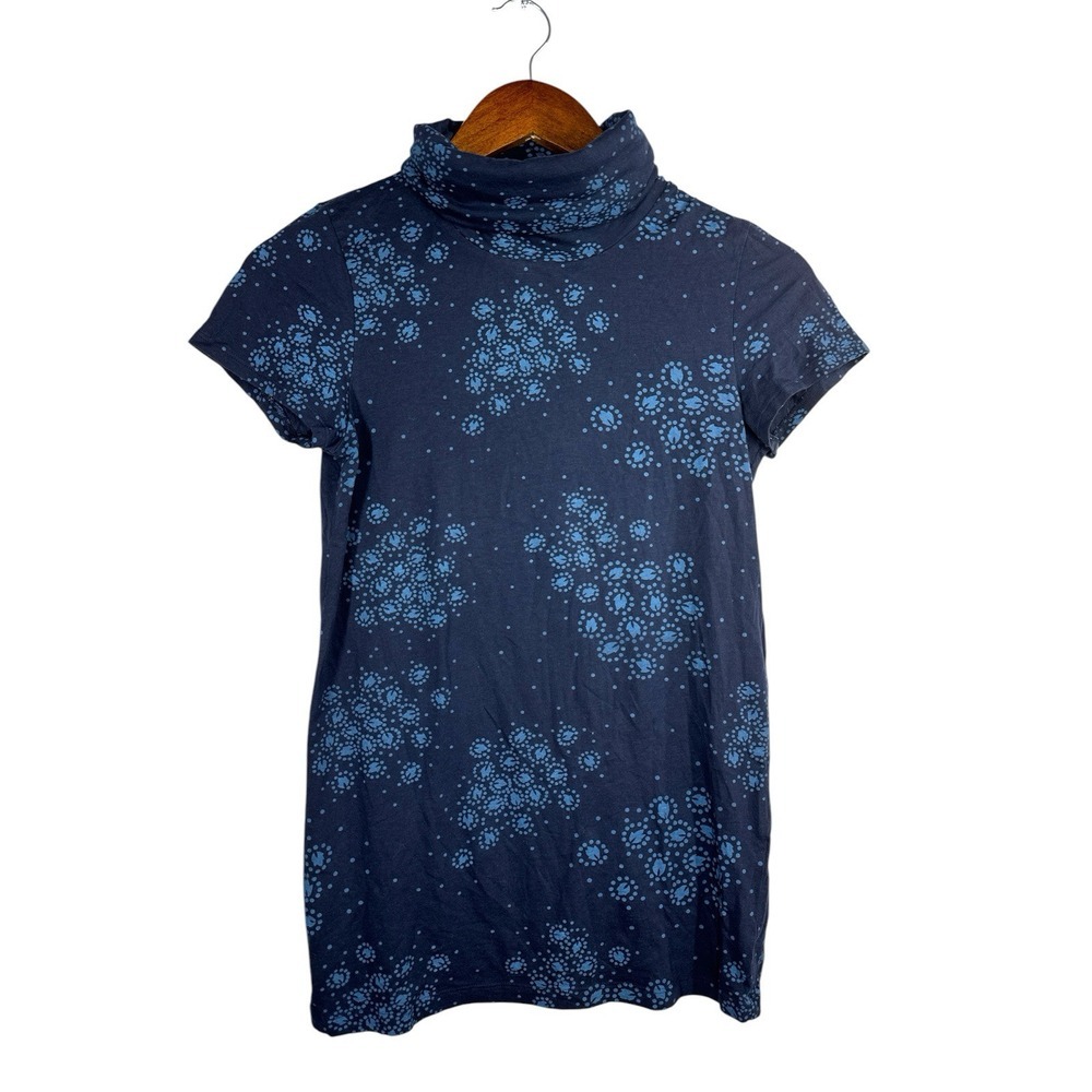 Theory‎ Womens Blue  Turtleneck Short Sleeve Blouse Top Size  L